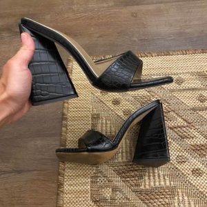 Black crocodile heels